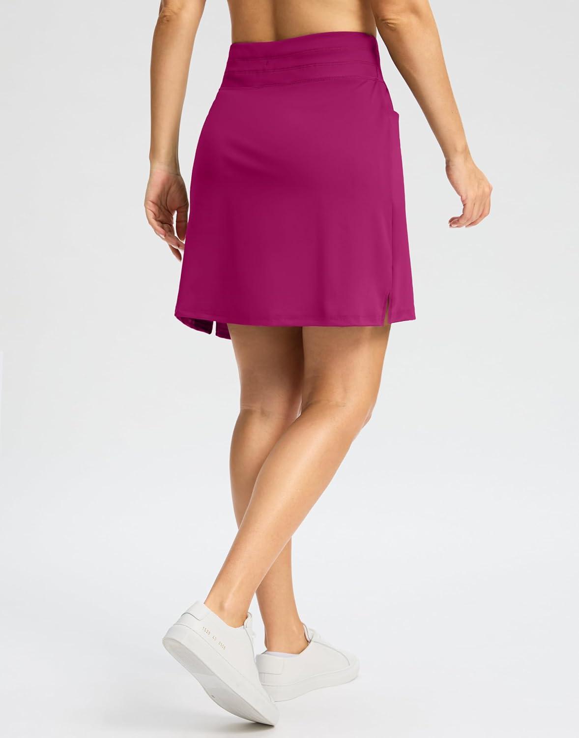 imageG Gradual Womens 18 Golf Skorts Skirts with 3 Pockets High Waisted Athletic Skorts for Women Stretchy Tennis SkirtsRose Red