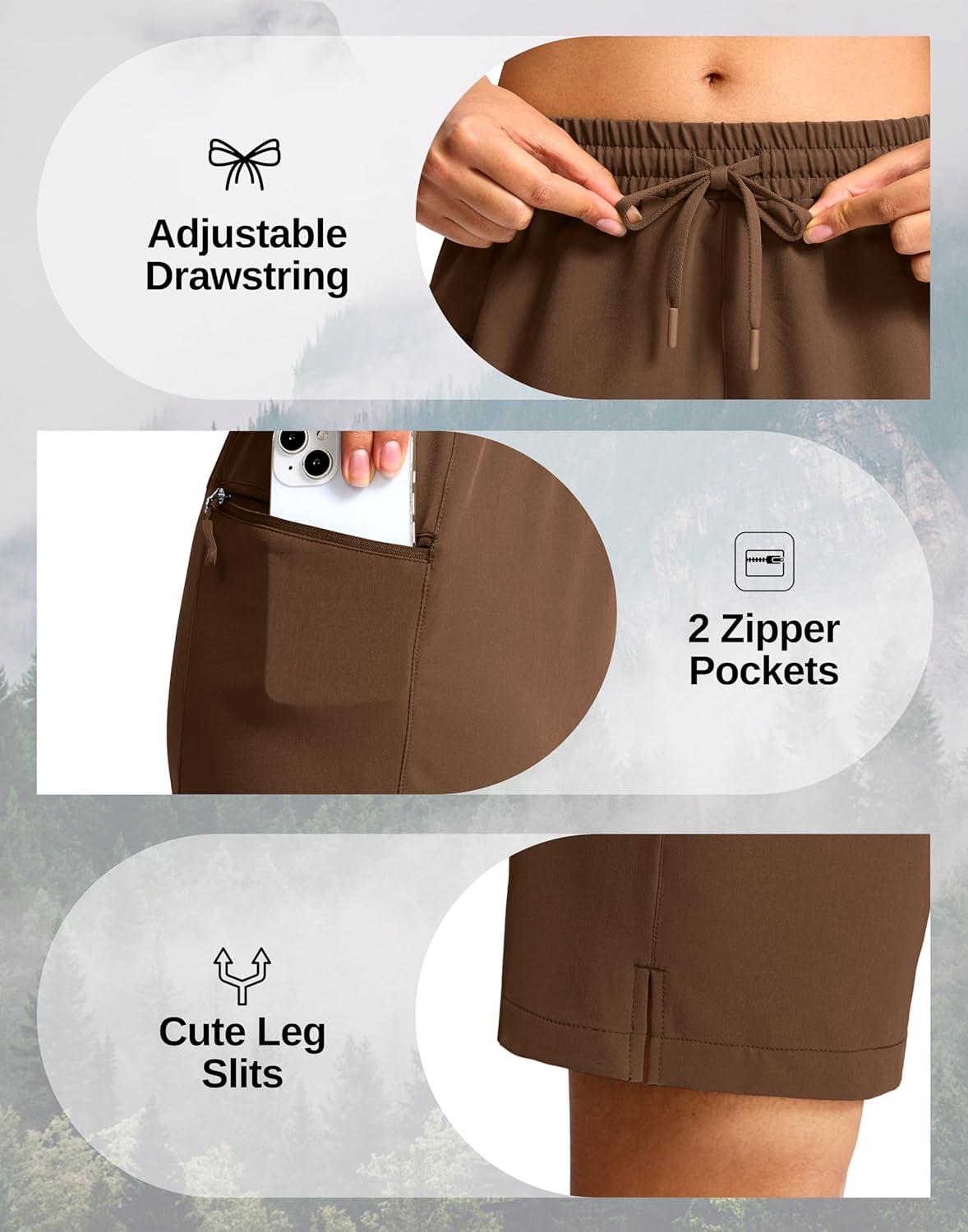 imageG Gradual Womens Hiking Shorts 2 Zipper Pockets Quick Dry Lightweigh 9 Bermuda Cargo Shorts Water Resistant Athletic GolfChestnut Brown