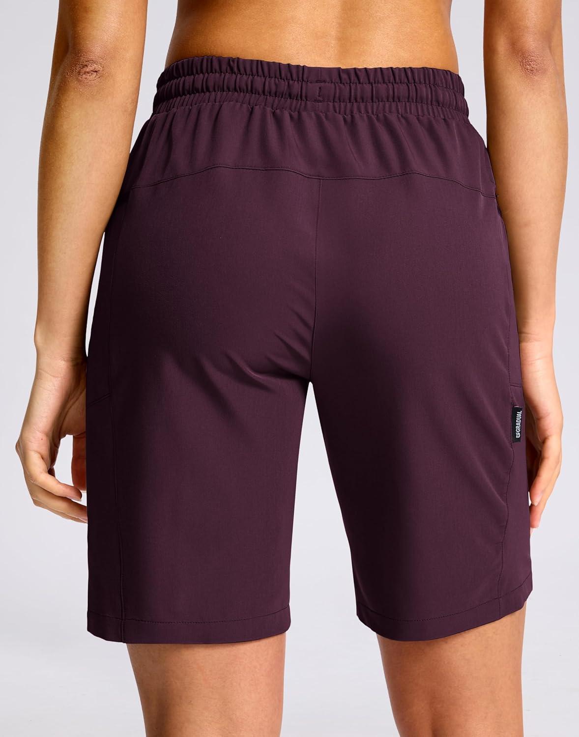 imageG Gradual Womens Hiking Shorts 2 Zipper Pockets Quick Dry Lightweigh 9 Bermuda Cargo Shorts Water Resistant Athletic GolfDark Wine