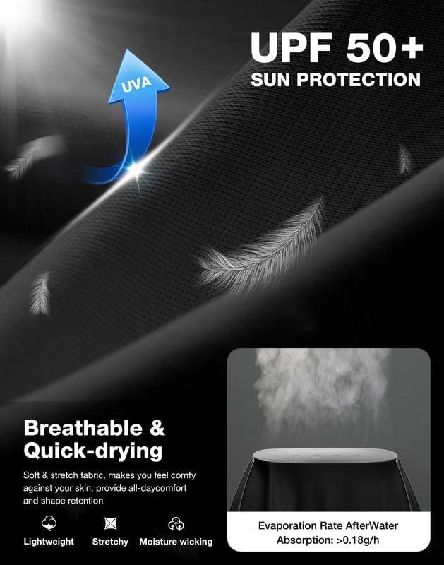 imageMens Sun Protection Long Sleeve Shirts UPF 50Black