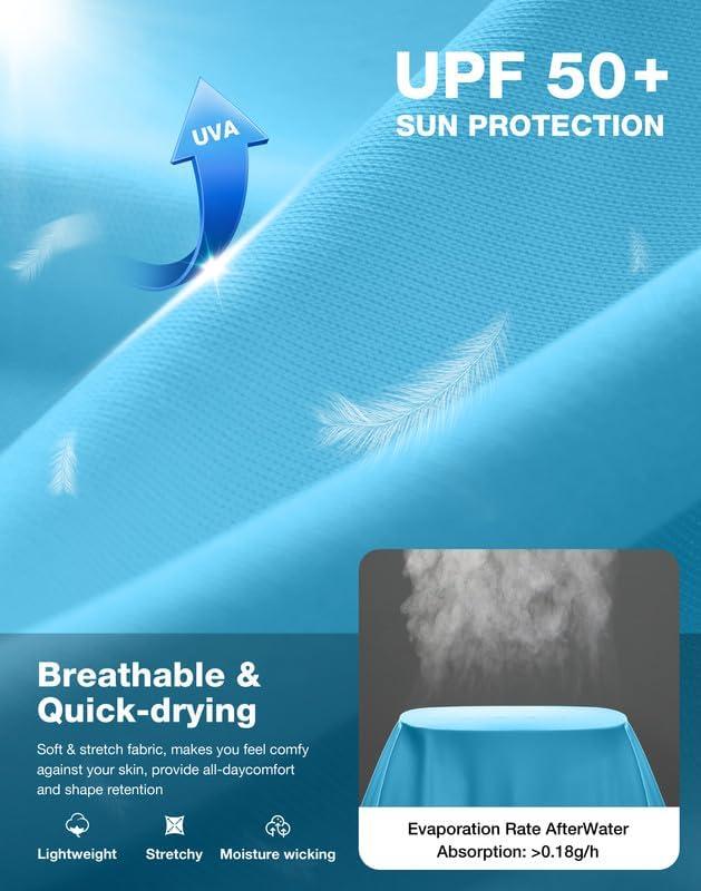 imageMens Sun Protection Long Sleeve Shirts UPF 50Blue