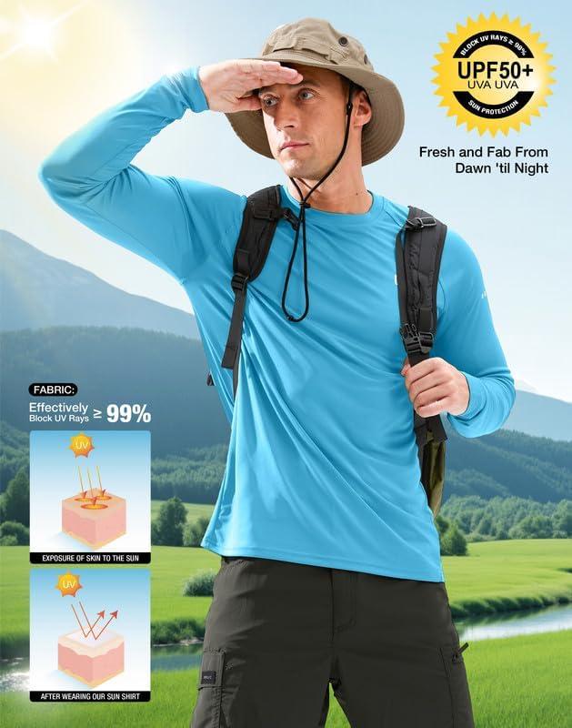 imageMens Sun Protection Long Sleeve Shirts UPF 50Blue