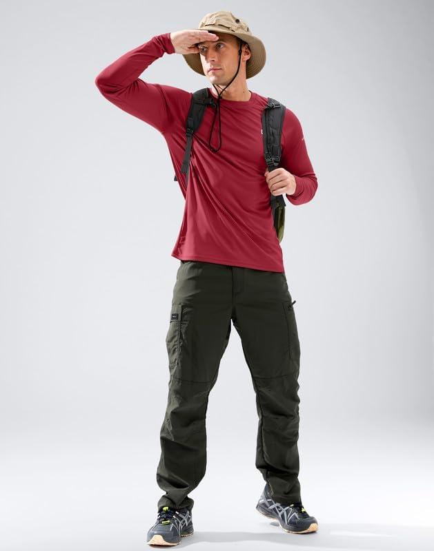 imageMens Sun Protection Long Sleeve Shirts UPF 50Dark Red