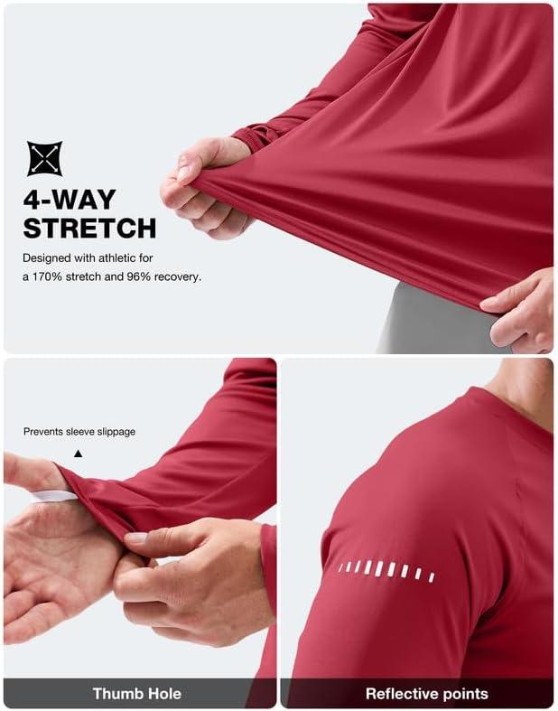 imageMens Sun Protection Long Sleeve Shirts UPF 50Dark Red