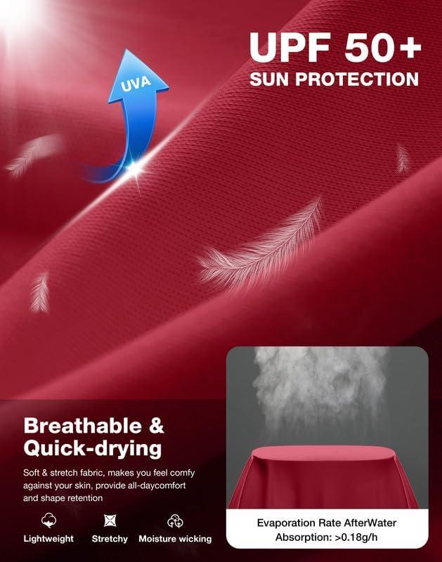 imageMens Sun Protection Long Sleeve Shirts UPF 50Dark Red