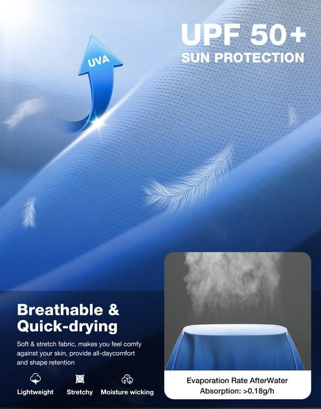 imageMens Sun Protection Long Sleeve Shirts UPF 50Gradient Blue White