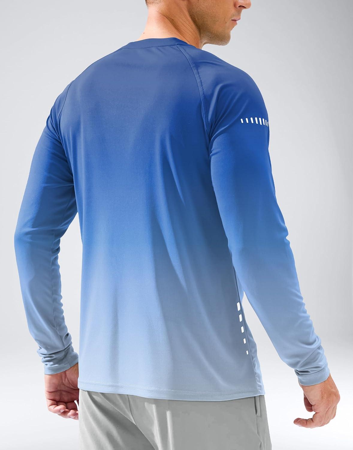 imageMens Sun Protection Long Sleeve Shirts UPF 50Gradient Blue White