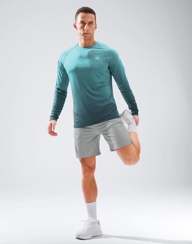 imageMens Sun Protection Long Sleeve Shirts UPF 50Gradient Green Grey