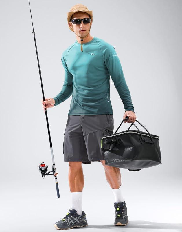 imageMens Sun Protection Long Sleeve Shirts UPF 50Gradient Green Grey
