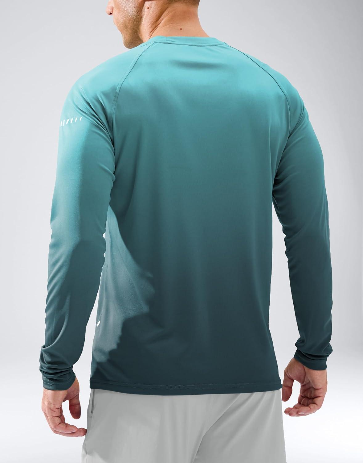 imageMens Sun Protection Long Sleeve Shirts UPF 50Gradient Green Grey