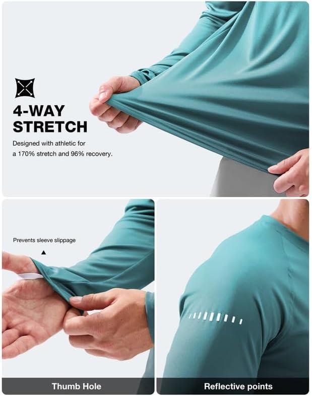 imageMens Sun Protection Long Sleeve Shirts UPF 50Gradient Green Grey