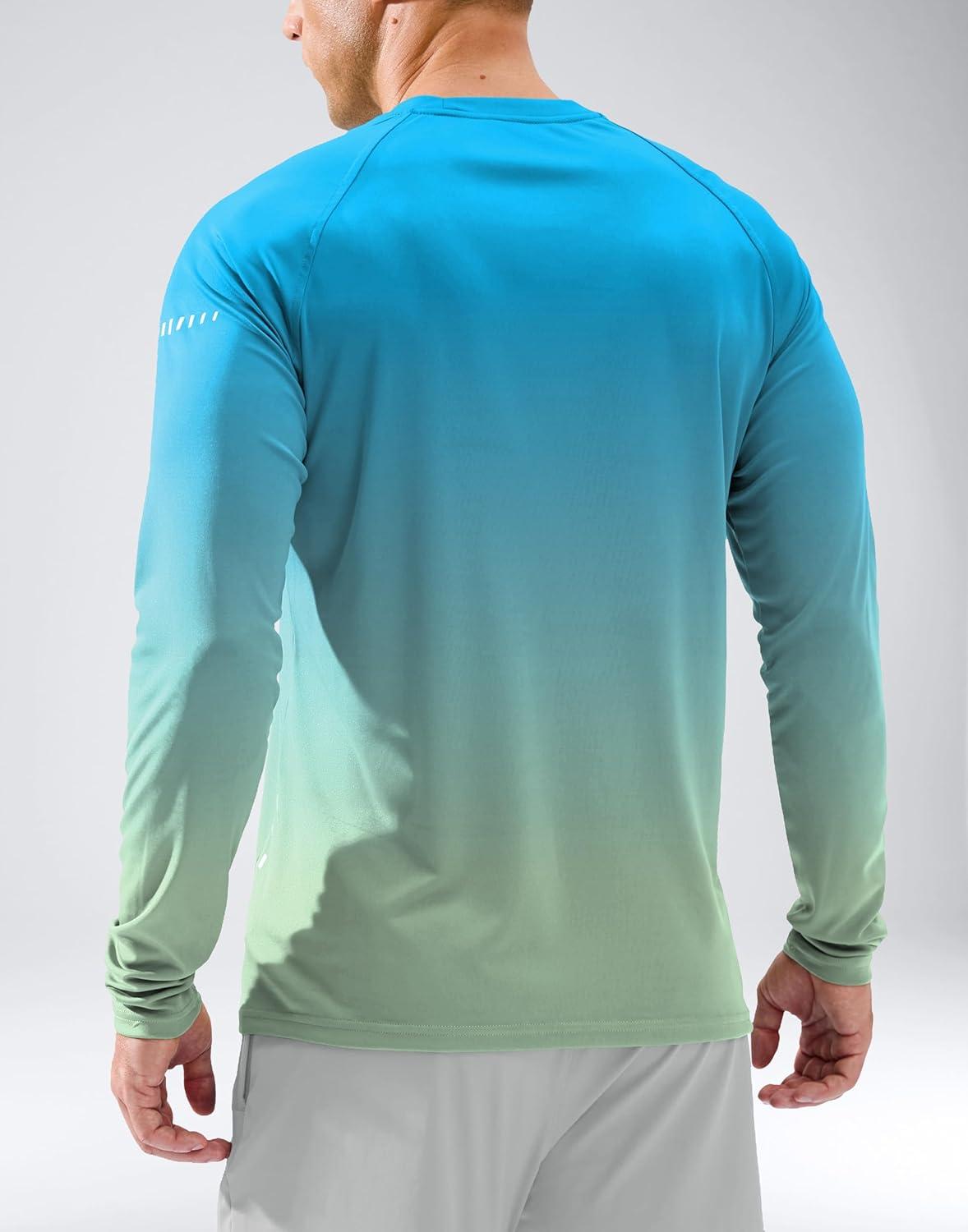 imageMens Sun Protection Long Sleeve Shirts UPF 50Gradient Green Yellow