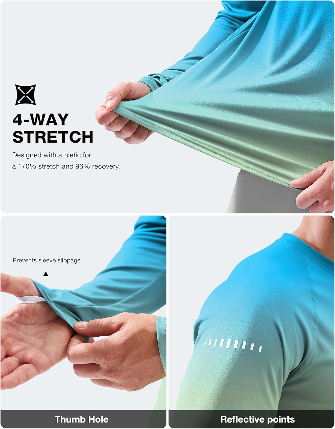 imageMens Sun Protection Long Sleeve Shirts UPF 50Gradient Green Yellow