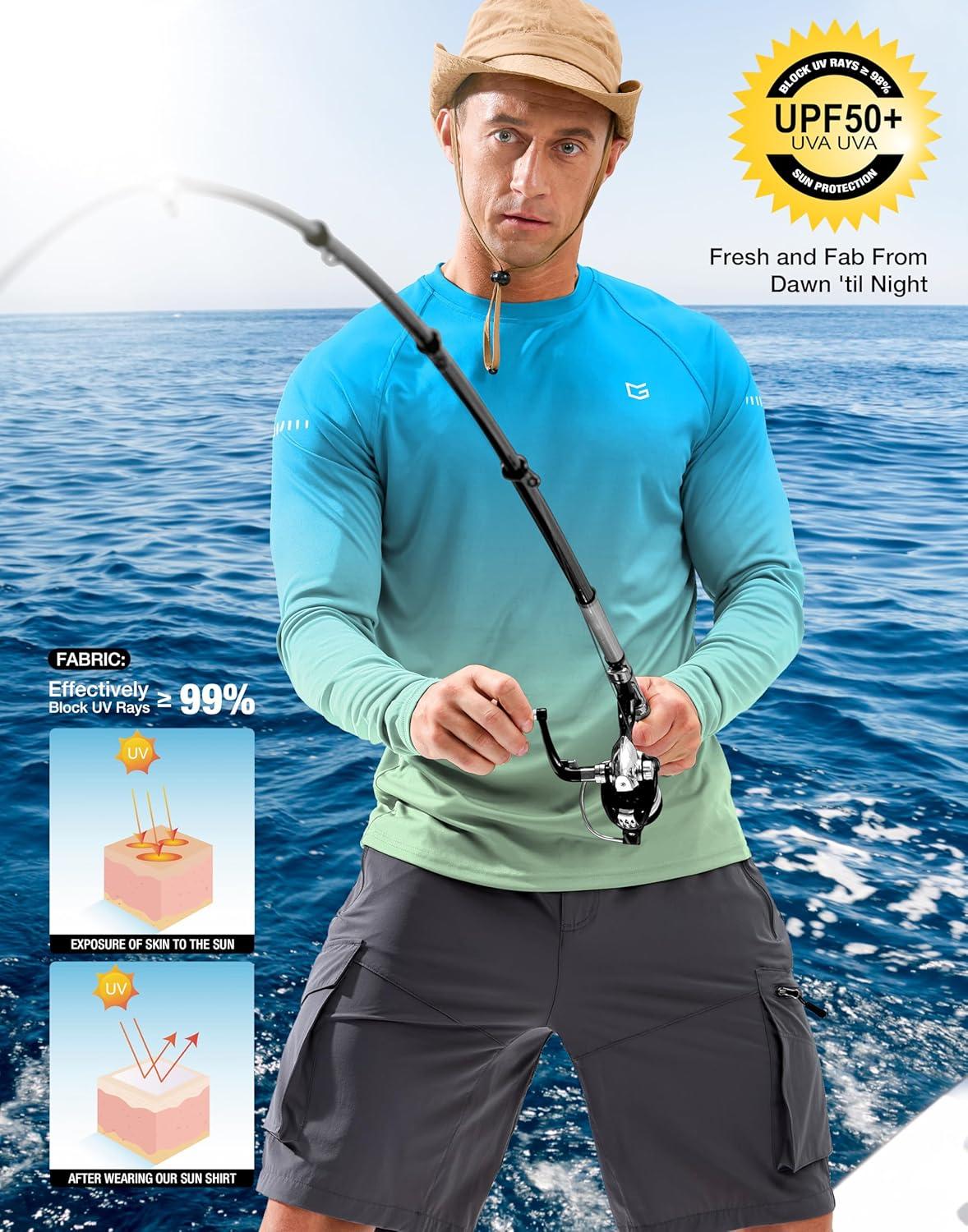 imageMens Sun Protection Long Sleeve Shirts UPF 50Gradient Green Yellow