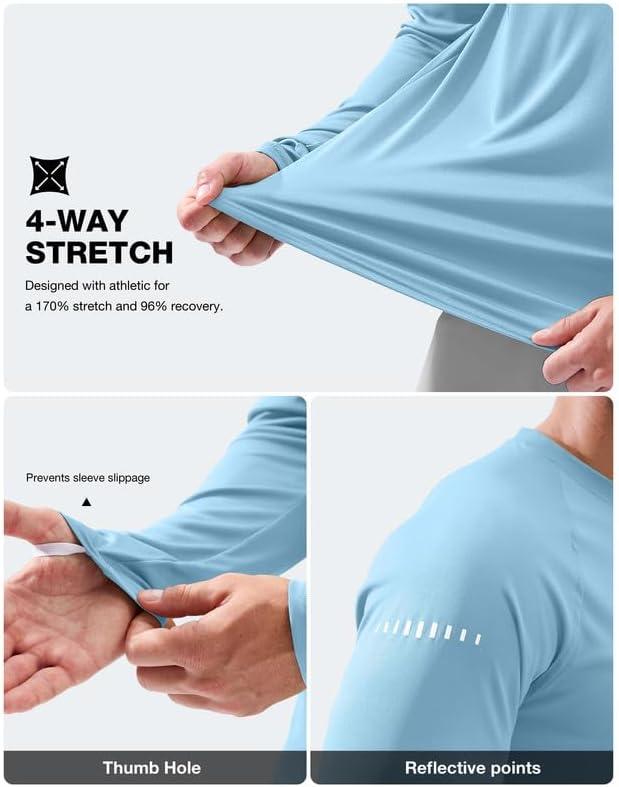 imageMens Sun Protection Long Sleeve Shirts UPF 50Light Blue