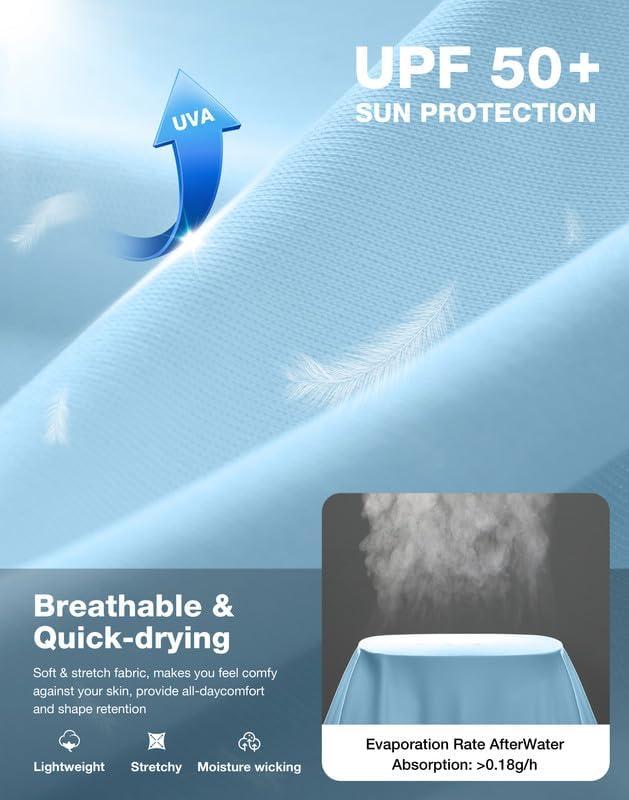 imageMens Sun Protection Long Sleeve Shirts UPF 50Light Blue