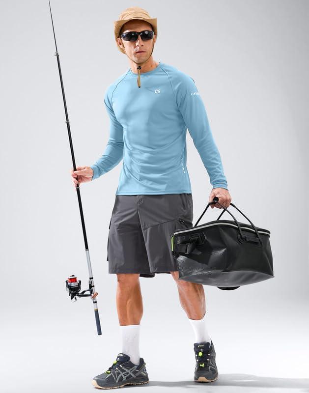 imageMens Sun Protection Long Sleeve Shirts UPF 50Light Blue