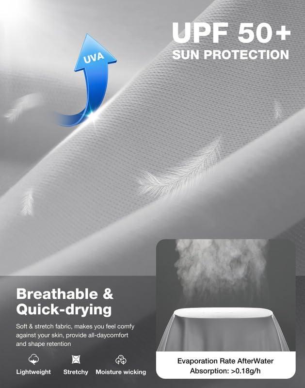 imageMens Sun Protection Long Sleeve Shirts UPF 50Light Grey