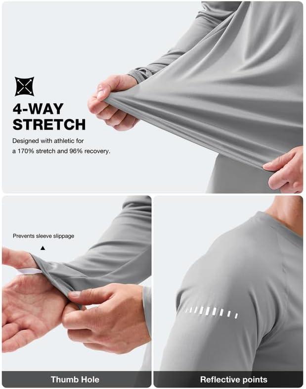 imageMens Sun Protection Long Sleeve Shirts UPF 50Light Grey