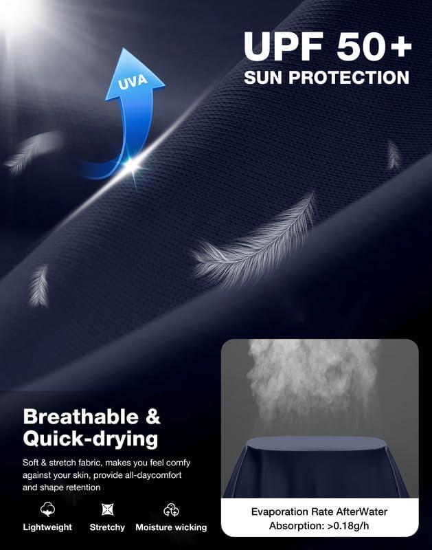 imageMens Sun Protection Long Sleeve Shirts UPF 50Navy