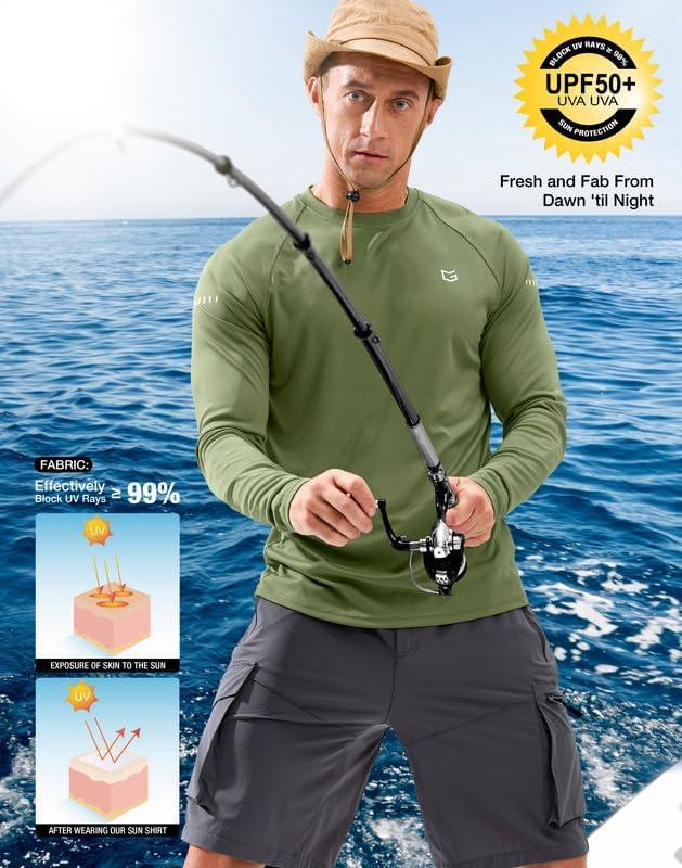imageMens Sun Protection Long Sleeve Shirts UPF 50Olive