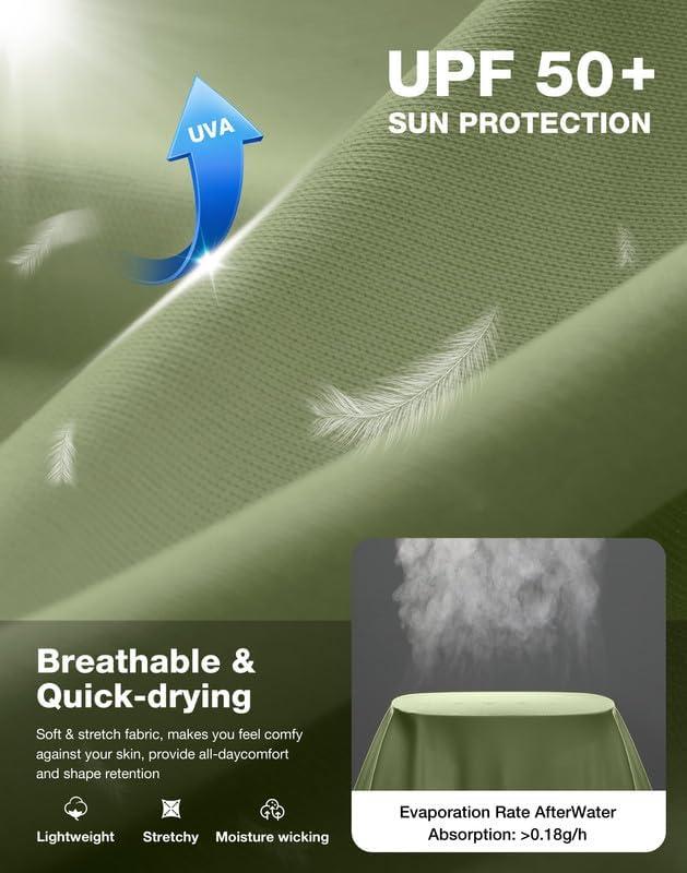 imageMens Sun Protection Long Sleeve Shirts UPF 50Olive