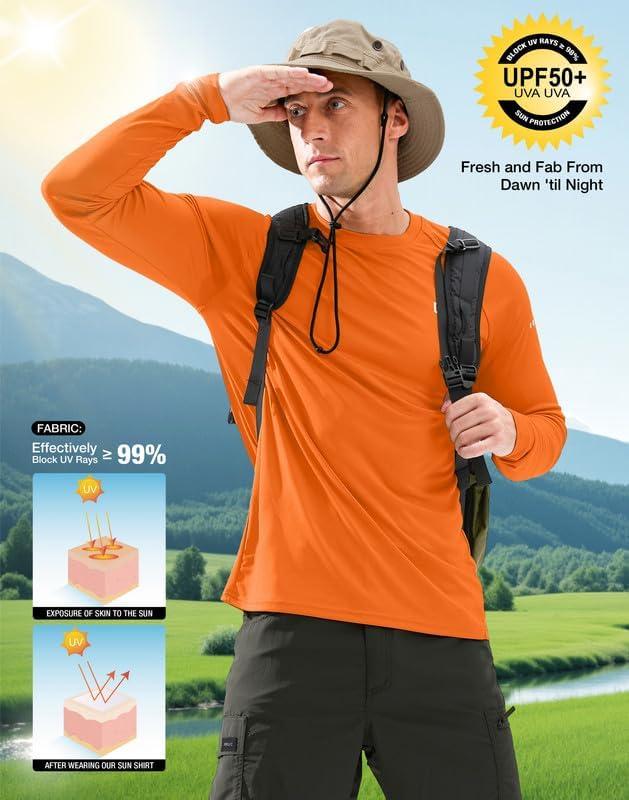 imageMens Sun Protection Long Sleeve Shirts UPF 50Orange