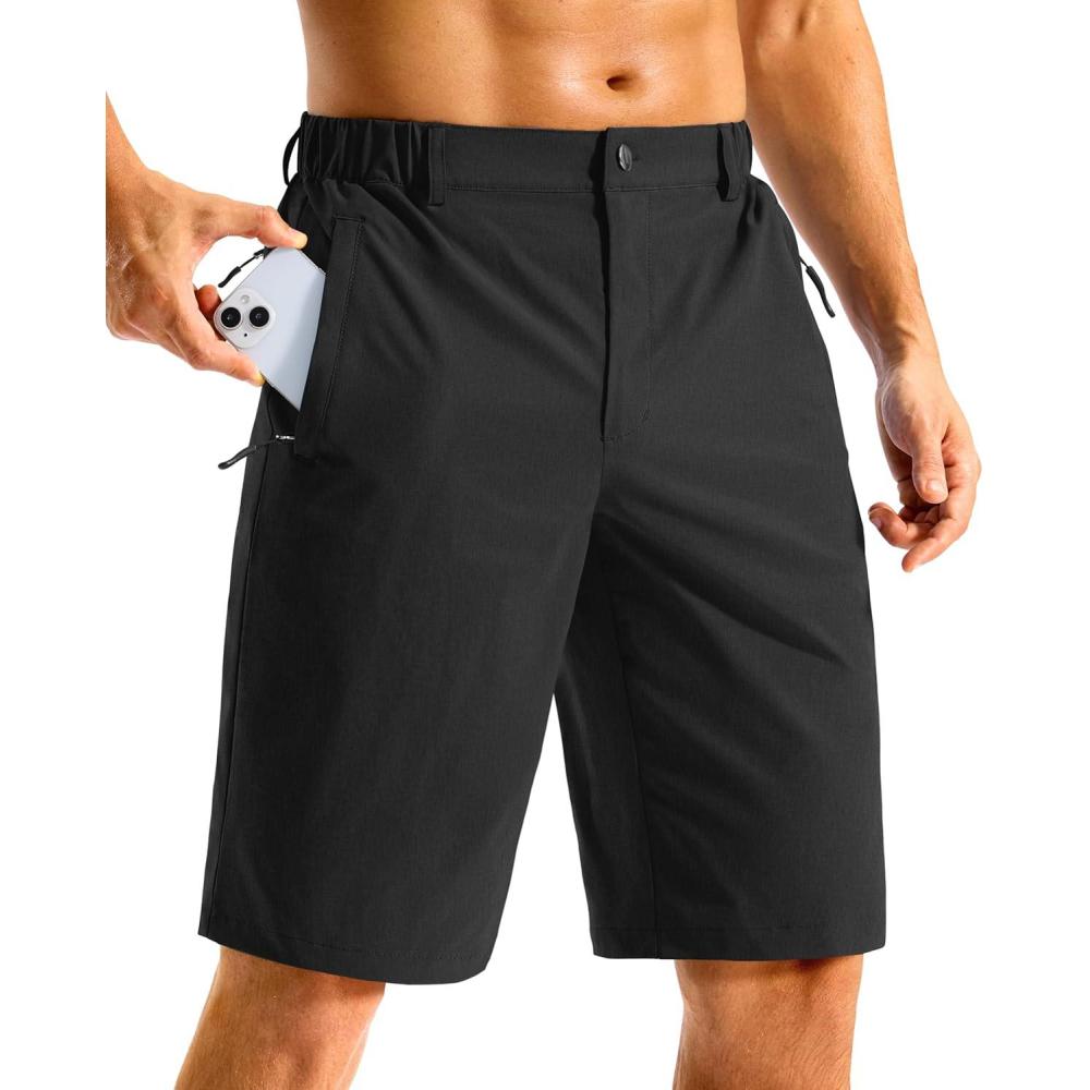 imageG GRADUAL Mens Shorts 11 Lightweight Casual Golf Shorts for Men Hiking Work Outdoor Stretch QuickDry with 3 Zipper PocketsBlack