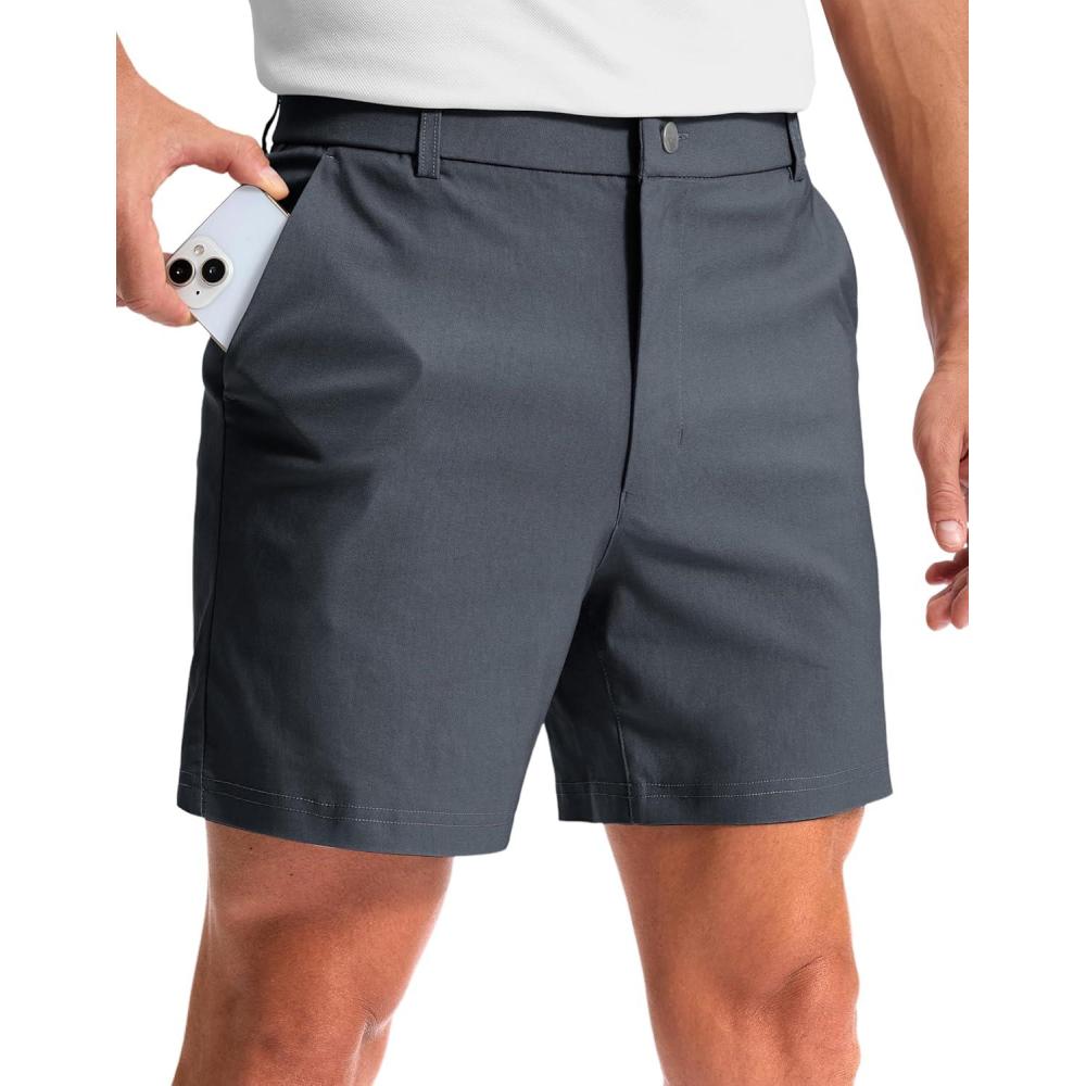 imageG Gradual Mens Golf Dress Shorts 5 7 9 Stretch Casual Work Flat Front Shorts for Men with 3 Pockets Quick DryDark Grey