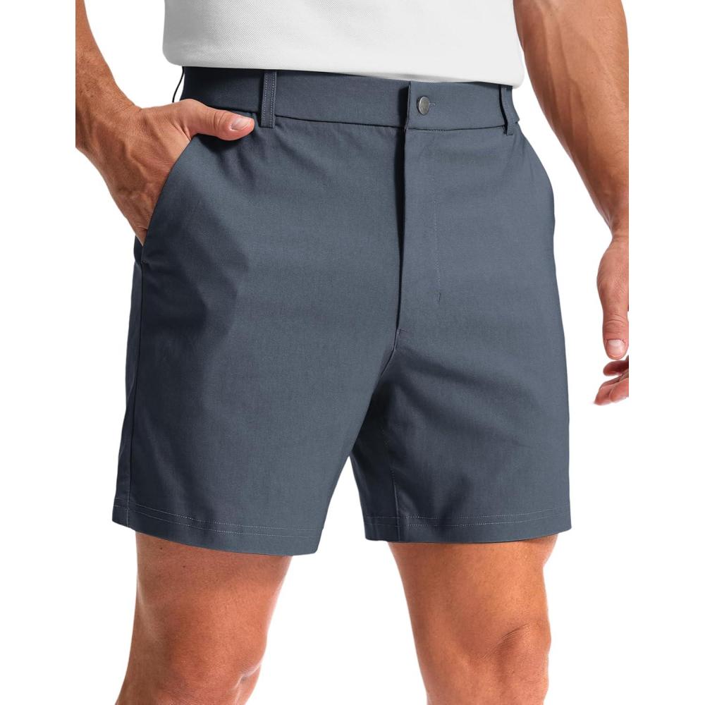 imageG Gradual Mens Golf Dress Shorts 5 7 9 Stretch Casual Work Flat Front Shorts for Men with 3 Pockets Quick DryDusty Blue