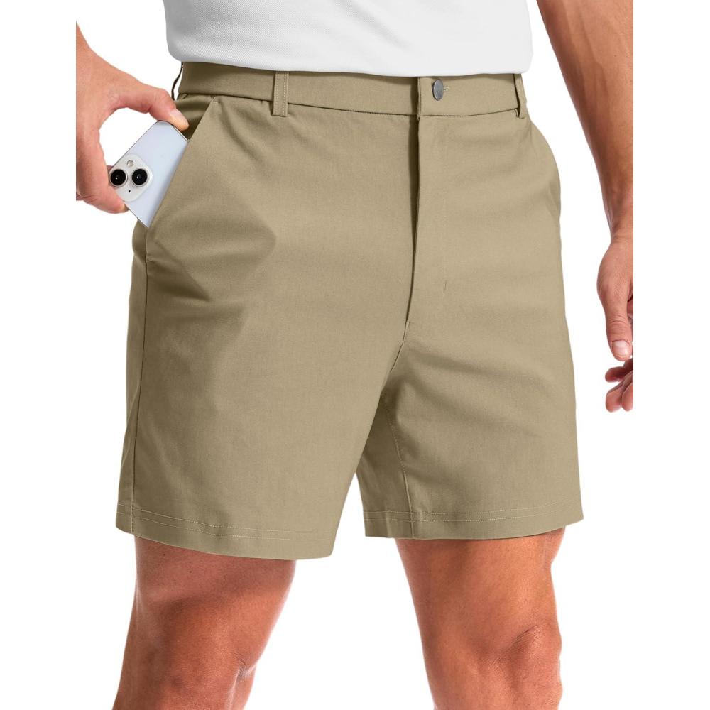 imageG Gradual Mens Golf Dress Shorts 5 7 9 Stretch Casual Work Flat Front Shorts for Men with 3 Pockets Quick DryKhaki