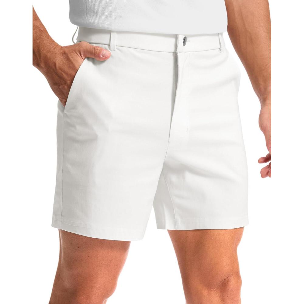 imageG Gradual Mens Golf Dress Shorts 5 7 9 Stretch Casual Work Flat Front Shorts for Men with 3 Pockets Quick DryWhite