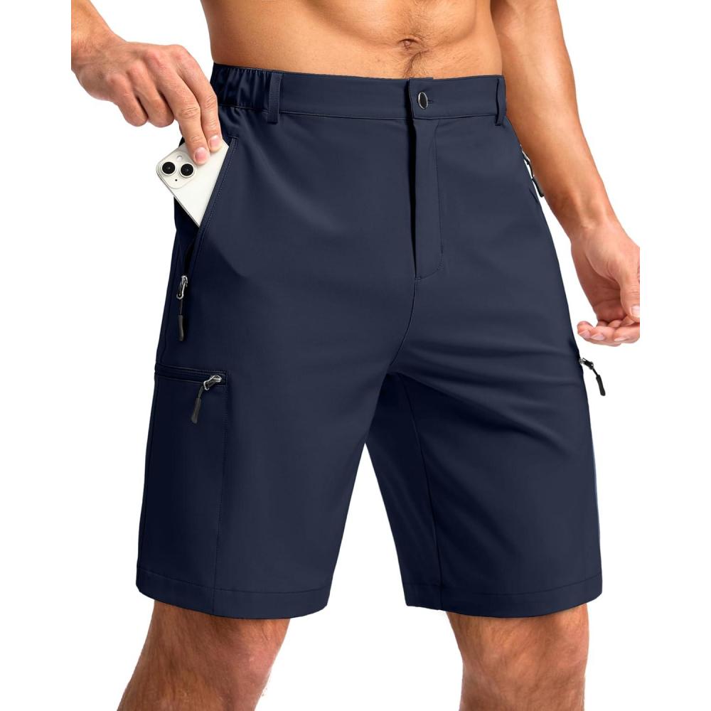 imageG Gradual Mens Hiking Cargo Shorts with 4 Zipper Pockets 9 Quick Dry Lightweight Casual Work Shorts for Men Golf FishingNavy
