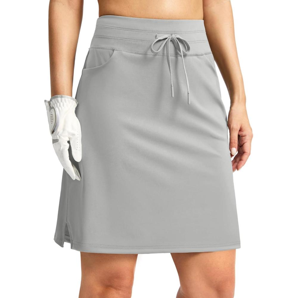 imageG Gradual Womens 18 Golf Skorts Skirts with 3 Pockets High Waisted Athletic Skorts for Women Stretchy Tennis SkirtsGrey