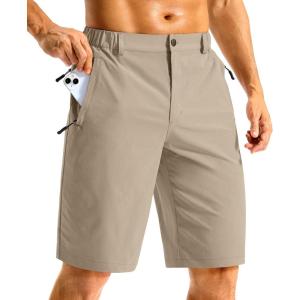 G GRADUAL Men’s Shorts 11″ Lightweight Casual Golf Shorts for Men Hiking Work Outdoor Stretch Quick-Dry with 3 Zipper Pockets(Light Khaki)
