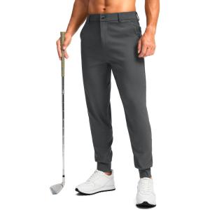 G Gradual Men’s Golf Joggers Pants 4 Pockets with Belt Loops 28″ Stretch Slim Fit Dress Joggers for Men Casual Travel(Deep Grey)