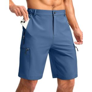 G Gradual Mens Hiking Cargo Shorts with 4 Zipper Pockets 9″ Quick Dry Lightweight Casual Work Shorts for Men Golf Fishing(Blue)