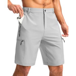 G Gradual Mens Hiking Cargo Shorts with 4 Zipper Pockets 9″ Quick Dry Lightweight Casual Work Shorts for Men Golf Fishing(Bright Grey)