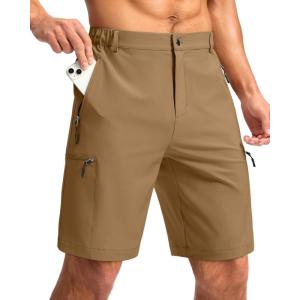 G Gradual Mens Hiking Cargo Shorts with 4 Zipper Pockets 9″ Quick Dry Lightweight Casual Work Shorts for Men Golf Fishing(Dark Khaki)