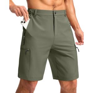 G Gradual Mens Hiking Cargo Shorts with 4 Zipper Pockets 9″ Quick Dry Lightweight Casual Work Shorts for Men Golf Fishing(Grey Sage)