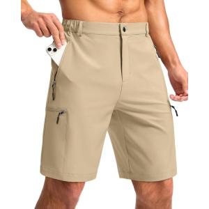 G Gradual Mens Hiking Cargo Shorts with 4 Zipper Pockets 9″ Quick Dry Lightweight Casual Work Shorts for Men Golf Fishing(Khaki)