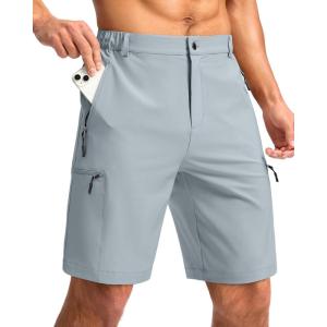 G Gradual Mens Hiking Cargo Shorts with 4 Zipper Pockets 9″ Quick Dry Lightweight Casual Work Shorts for Men Golf Fishing(Light Grey)
