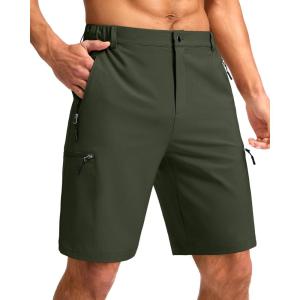 G Gradual Mens Hiking Cargo Shorts with 4 Zipper Pockets 9″ Quick Dry Lightweight Casual Work Shorts for Men Golf Fishing(O-army Green)