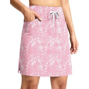G Gradual Women’s 18″ Golf Skorts Skirts with 3 Pockets High Waisted Athletic Skorts for Women Stretchy Tennis Skirts(Pink Paisley)