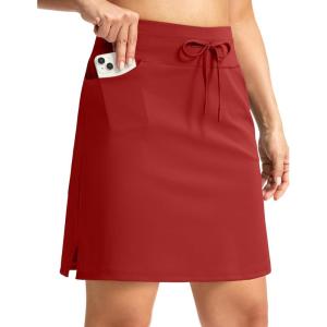 G Gradual Women’s 18″ Golf Skorts Skirts with 3 Pockets High Waisted Athletic Skorts for Women Stretchy Tennis Skirts(Power Red)