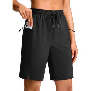 G Gradual Women’s Hiking Shorts 2 Zipper Pockets Quick Dry Lightweigh 9″ Bermuda Cargo Shorts Water Resistant Athletic Golf(Black)
