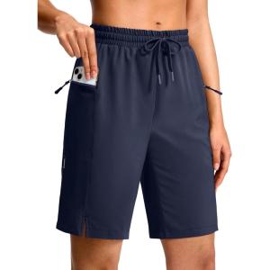G Gradual Women’s Hiking Shorts 2 Zipper Pockets Quick Dry Lightweigh 9″ Bermuda Cargo Shorts Water Resistant Athletic Golf(Dark Navy)