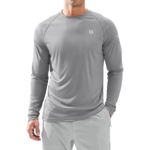 Men’s Sun Protection Long Sleeve Shirts UPF 50+(Light Grey)
