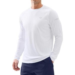 Men’s Sun Protection Long Sleeve Shirts UPF 50+(White)