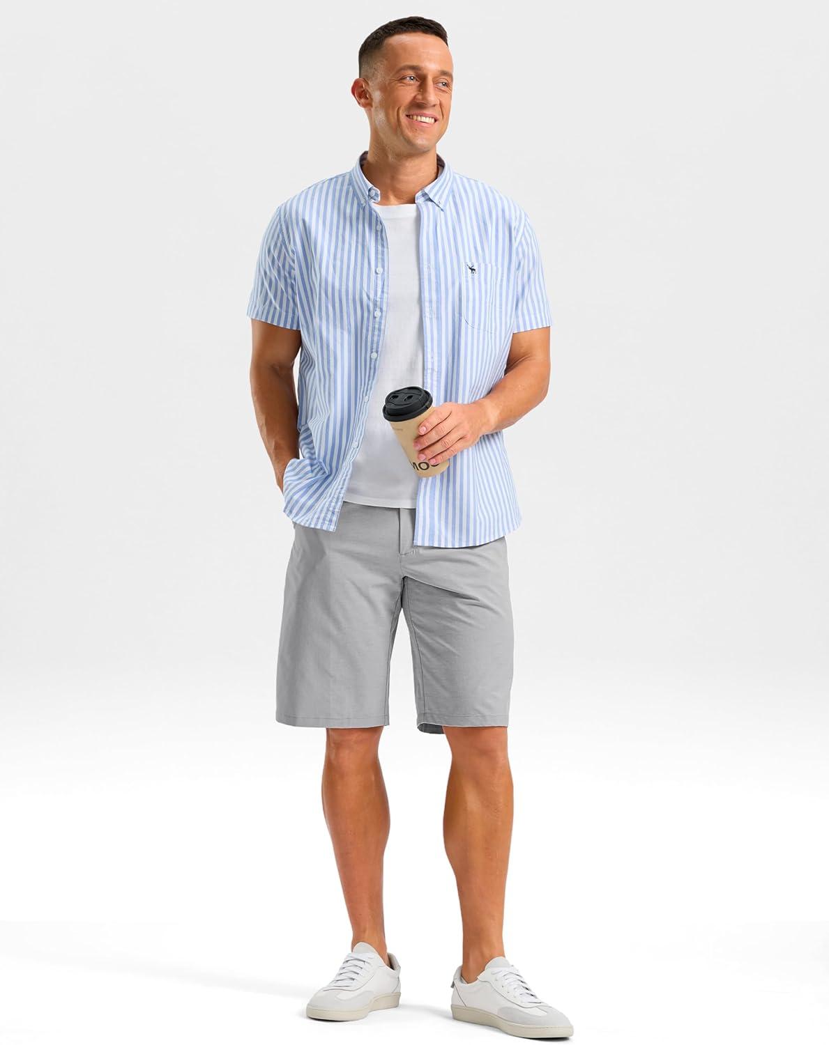 imageG Gradual Mens Casual Shorts 11 Lightweight Golf Shorts for Men with 3 Pockets Summer Quick Dry Breathable ShortsHeather Bright Grey
